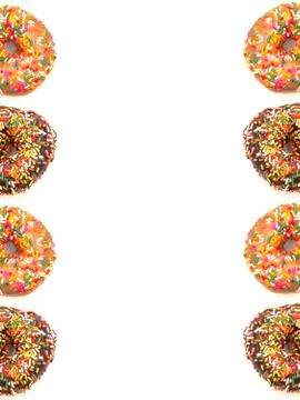 A Border of Sprinkled Donuts Stock Photos