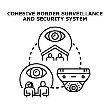 Border surveillance and security system concept illustration Stock Illustration