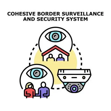 Border surveillance and security system concept illustration Stock Illustration
