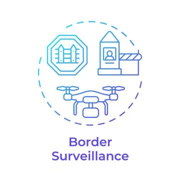 Border surveillance blue gradient concept icon Stock Illustration