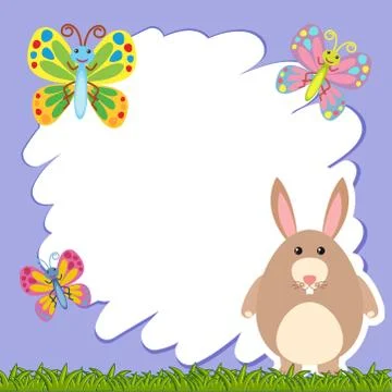 Border template with brown rabbit Stock Illustration