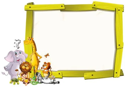 Border template with cute animals Stock Illustration