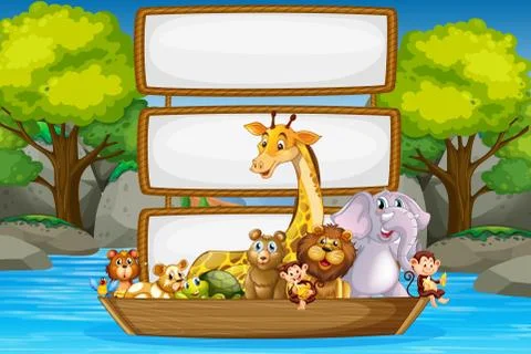 Border template with cute animals Illustrazione stock