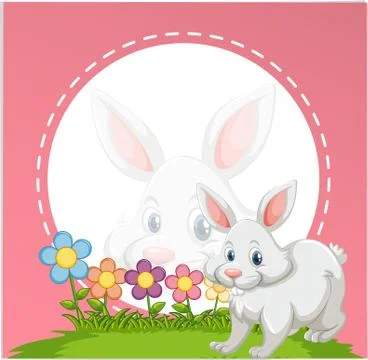 Border template with cute bunny Stock Illustration
