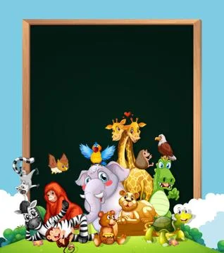 Border template design with cute animals Stock Illustration