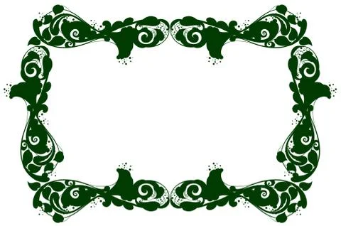 Border template with green pattern Illustrazione stock