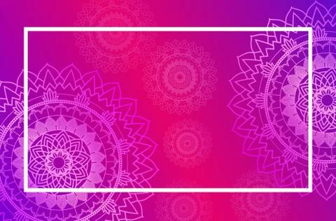 Border template with mandala pattern in pink Stock Illustration