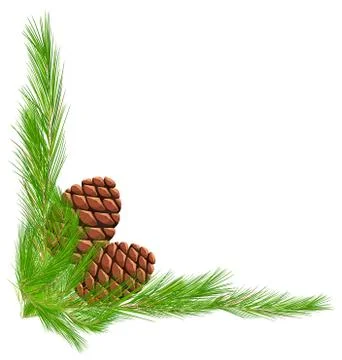 Border template with pinecones and leaves イラスト素材