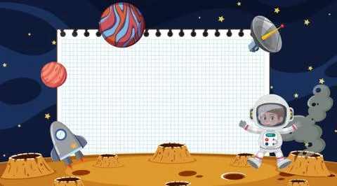 Border template with planets in the space background Stock Illustration