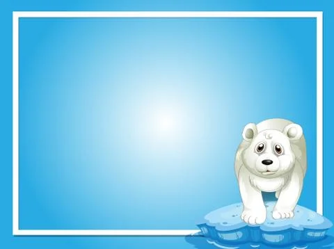 Border template with polar bear on ice Stock Illustration