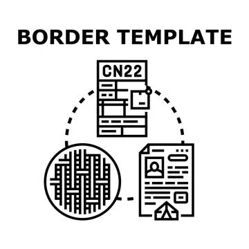 Border template processing international document concept Stock Illustration