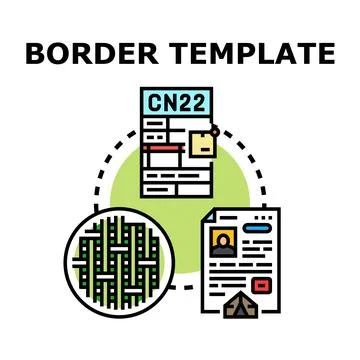 Border template processing international document concept Stock Illustration