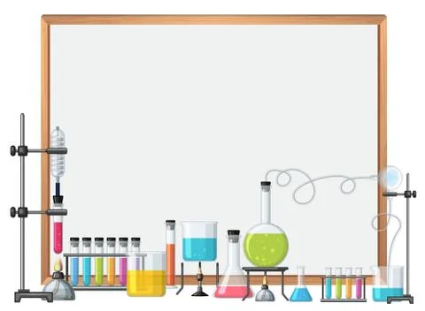 Border template with science equipments Stock Illustration
