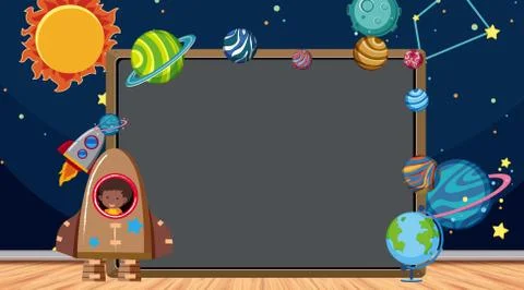 Border template with space theme in background Stock Illustration