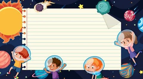 Border template with space theme in background Stock Illustration