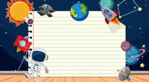 Border template with space theme in background Stock Illustration