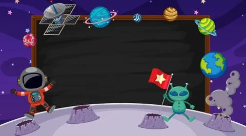 Border template with space theme in background Stock Illustration