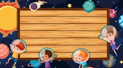 Border template with space theme in background Stock Illustration