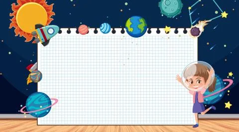 Border template with space theme in background Stock Illustration