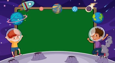 Border template with space theme in background Stock Illustration