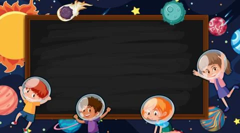 Border template with space theme in background Stock Illustration