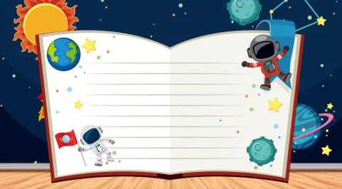 Border template with space theme in background Stock Illustration