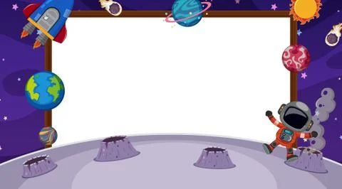 Border template with space theme in background Stock Illustration