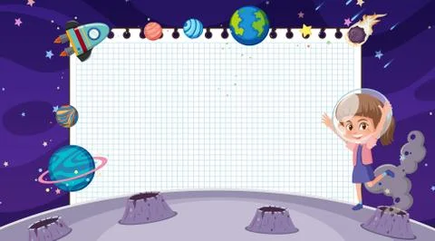 Border template with space theme in background Stock Illustration