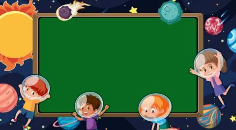 Border template with space theme in background Stock Illustration