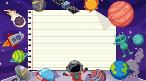 Border template with space theme in background Stock Illustration