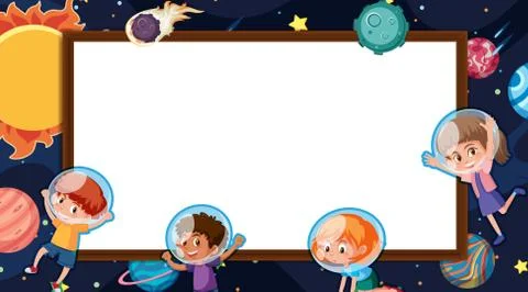 Border template with space theme in background Stock Illustration