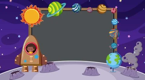 Border template with space theme in background Stock Illustration