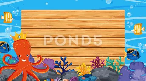 Border template with underwater scene in background Stock Illustration