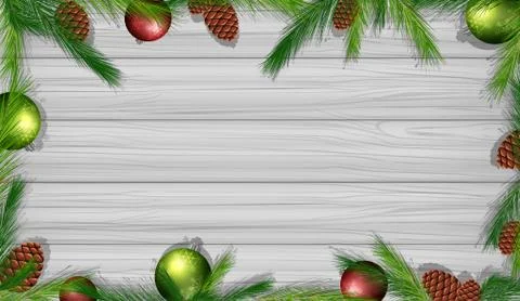 Border template wtih pinecones and ornaments Illustrazione stock