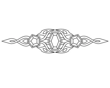 Border, text divider, crystal, leaf and flower border - vector linear element Stock Illustration