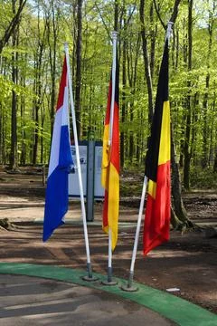 Border tripoint: The Netherlands, Germany and Belgium Stock Photos