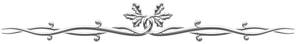 Border with two silver oak branches Stock Illustration