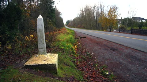 Border, US and Canada at 0 Road in British Columbia, Stock Footage 292445312