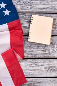 Border from USA flag and notebook. Stock Illustration