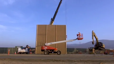 Border Wall Construction-One Section* Stock Footage 115130046