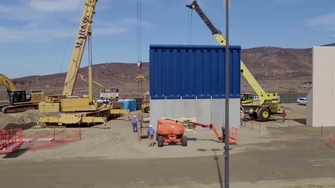 Border wall prototype construction site for the U.S Mexican border - 2017 Stock Footage