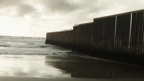 Border Wall Separating  Mexico And The United States Stock Footage 100568198