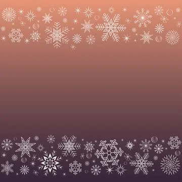 Border of white snowflakes on a gradient background Stock Illustration