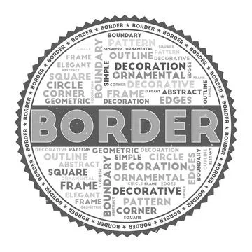 BORDER word image. Border concept with word clouds and round text. Nice col.. Stock Photos