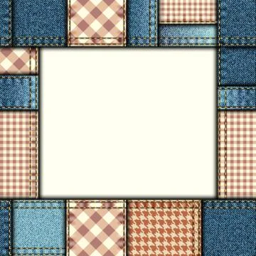 Bordered background of denim fabric texture イラスト素材