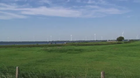 Bordering Lake Eemmeer which separates Flevopolder from the ancient land Stock Footage 54143101