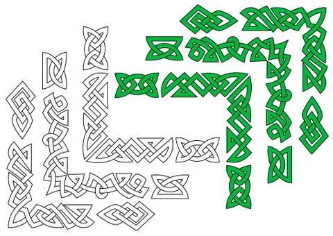 Borders and patterns in celtic style Illustrazione stock