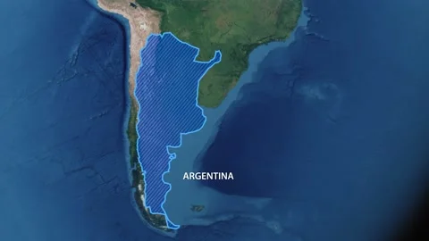 Borders of the country of Argentina on the map Stock Footage 232994243