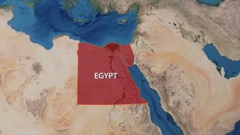 Borders of the country of Egypt on the map Stock Footage 254024414