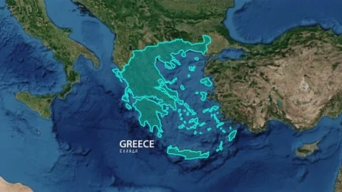 Borders of the country of Greece on the map Stock Footage 206795050